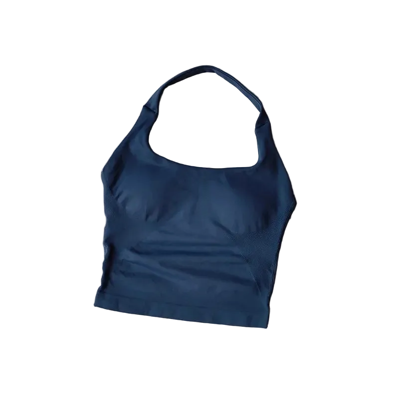 SculptForHer Halter Sports Bra | High Support Seamless Gym & Running Bra for Women