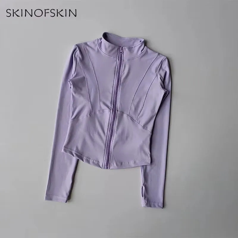 SculptForHer Performance Zip Jacket | Seamless Long Sleeve Gym Top