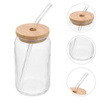 SculptForHer Glass Protein Tumbler | Bamboo Lid & Reusable Straw Coffee & Supplement Cup