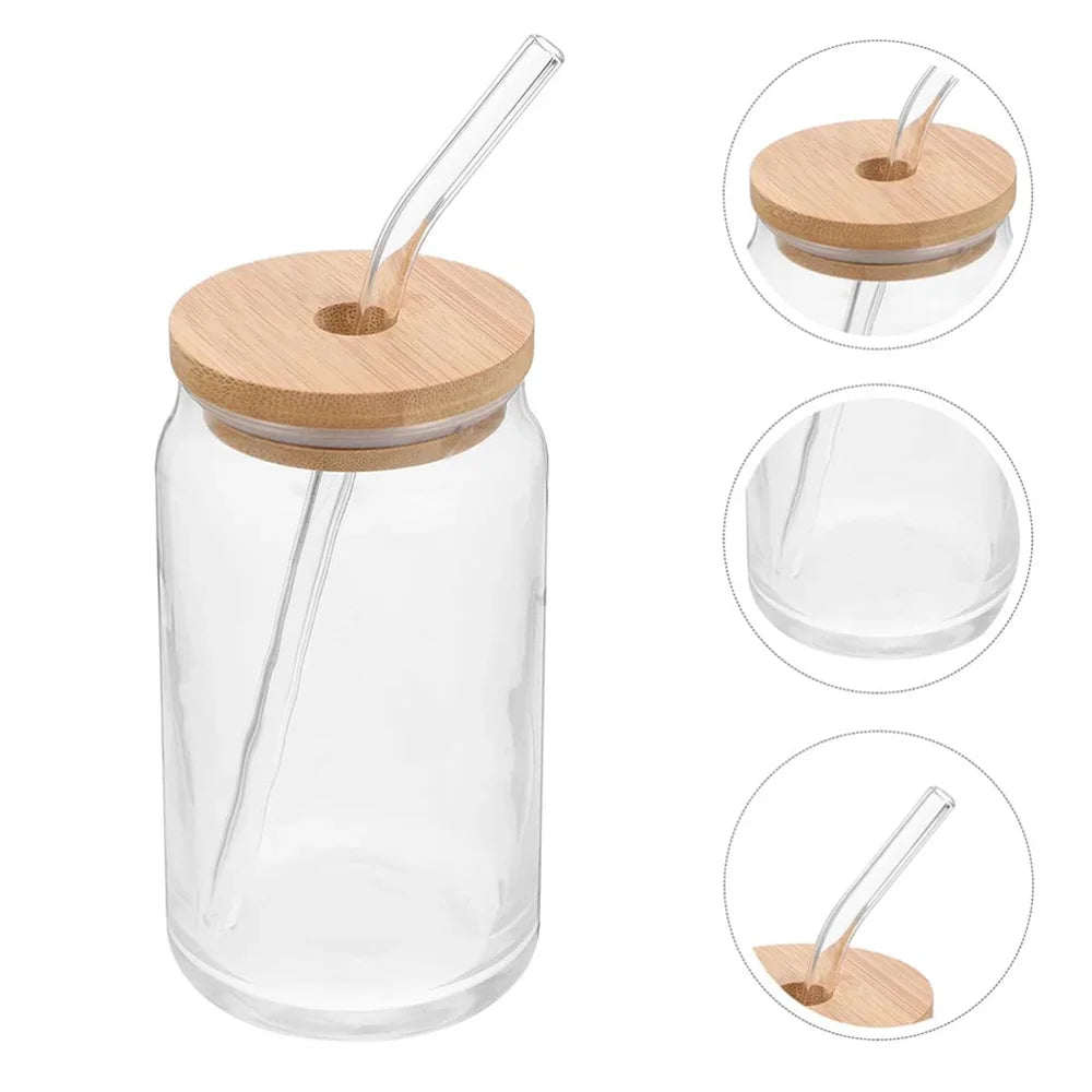 SculptForHer Glass Protein Tumbler | Bamboo Lid & Reusable Straw Coffee & Supplement Cup