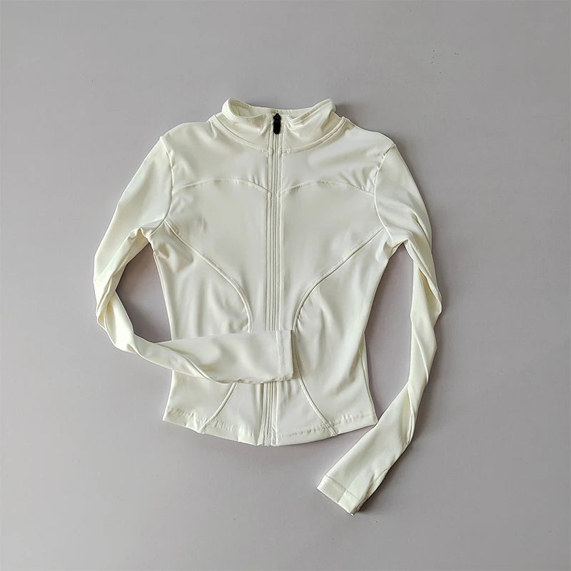 SculptForHer Performance Zip Jacket | Seamless Long Sleeve Gym Top