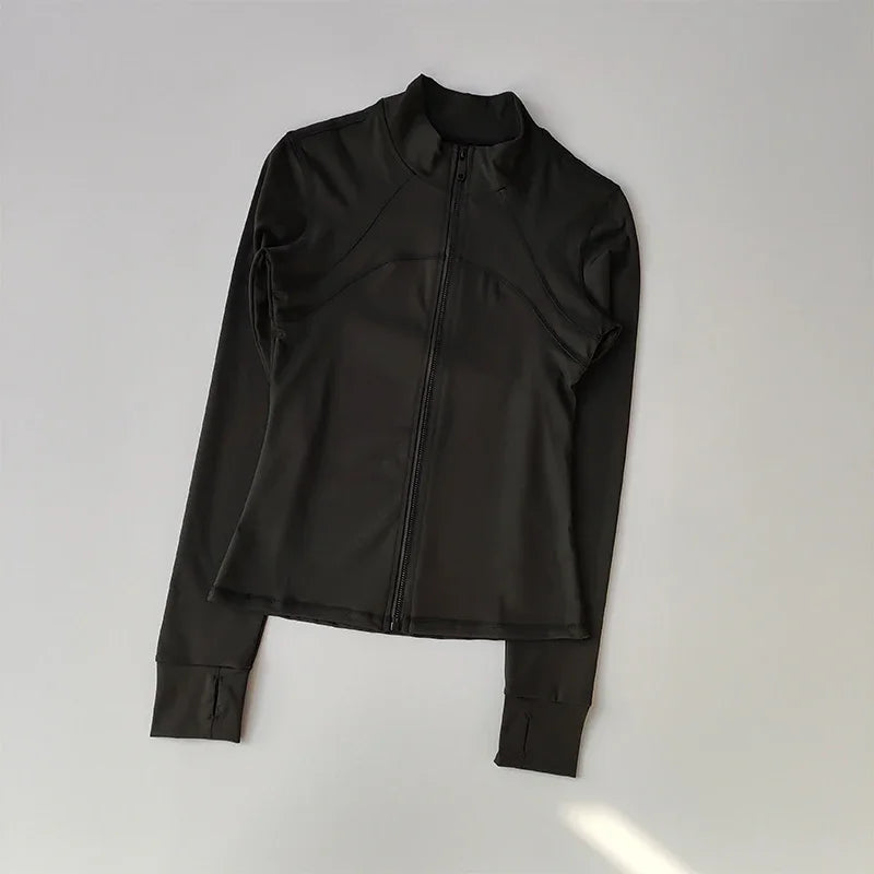 SculptForHer Performance Zip Jacket | Seamless Long Sleeve Gym Top