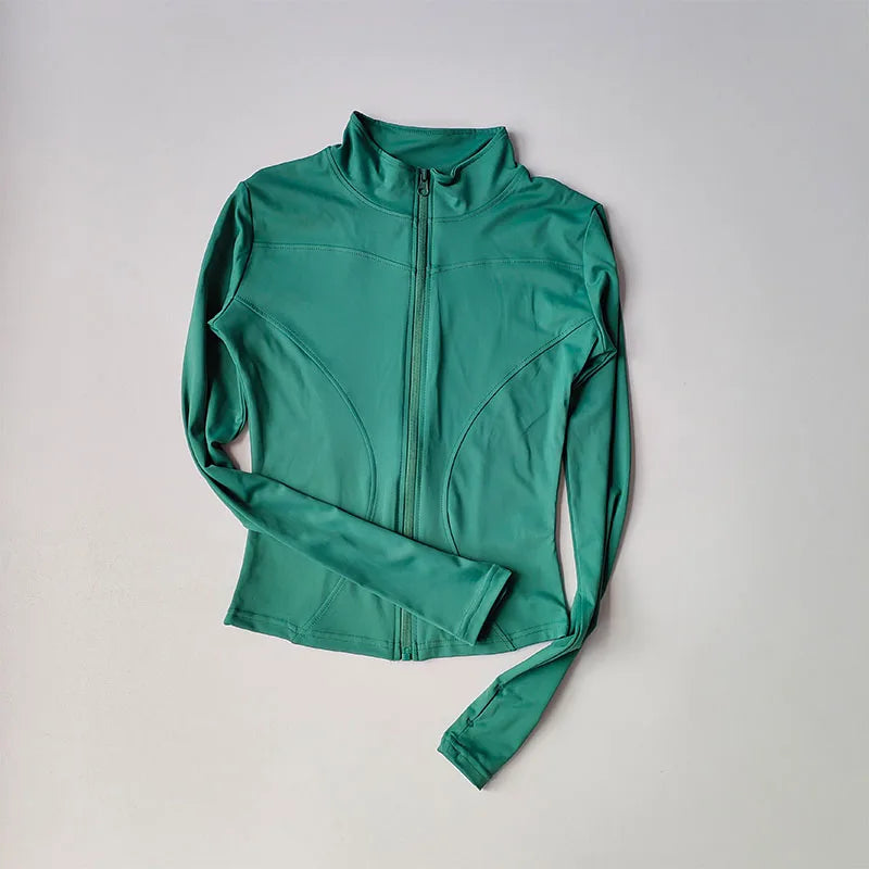 SculptForHer Performance Zip Jacket | Seamless Long Sleeve Gym Top
