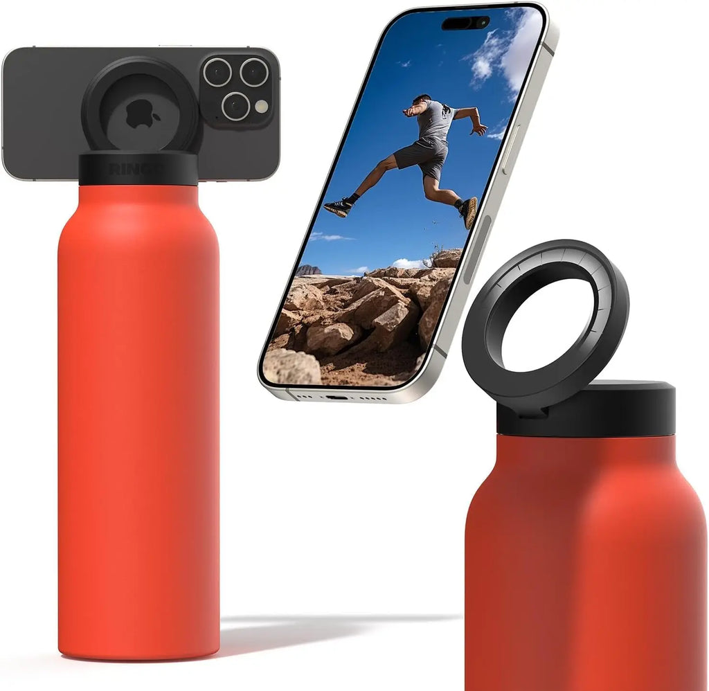24oz Insulated Water Bottle with Magnetic Phone Mount & Straw