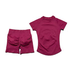 SculptForHer Seamless Gym Set | Sculpt Performance T-Shirt & Scrunch Shorts for Women