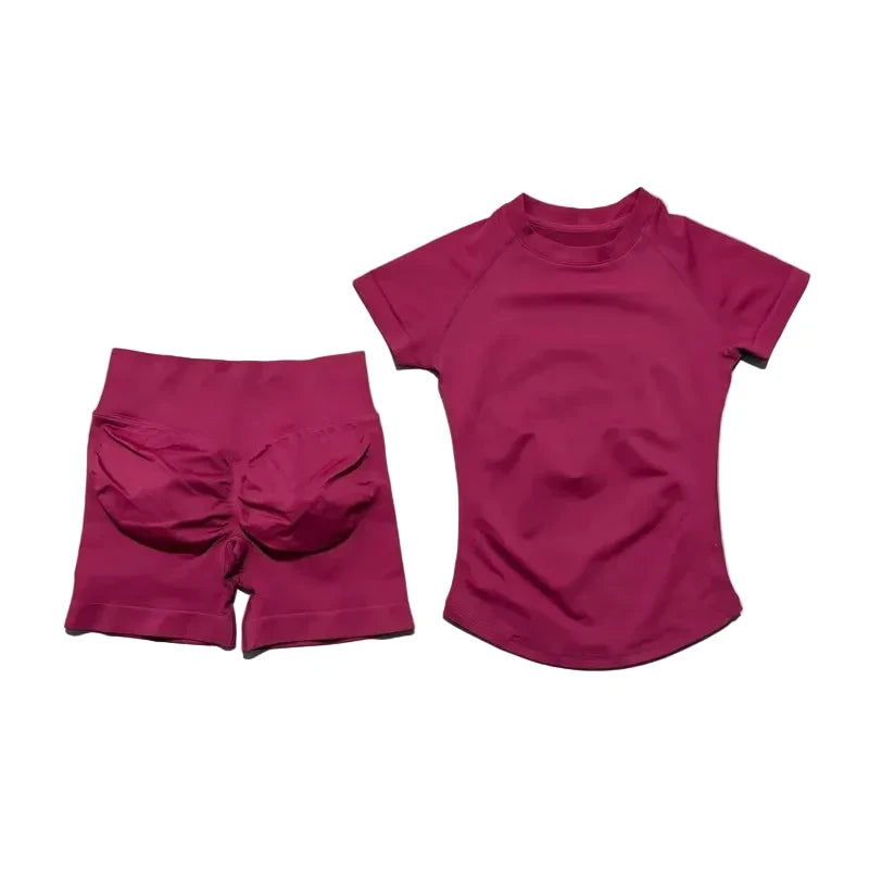 Sculpta™ Seamless Gym Set | Sculpt Performance T-Shirt & Scrunch Shorts for Women