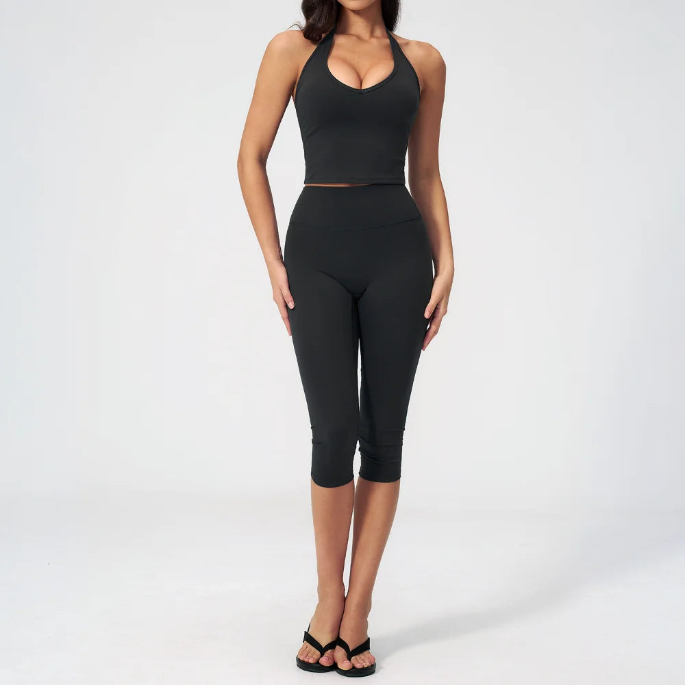 SculptForHer Sculpt & Move Seamless Capri Gym Set – Women’s 2 Piece Activewear