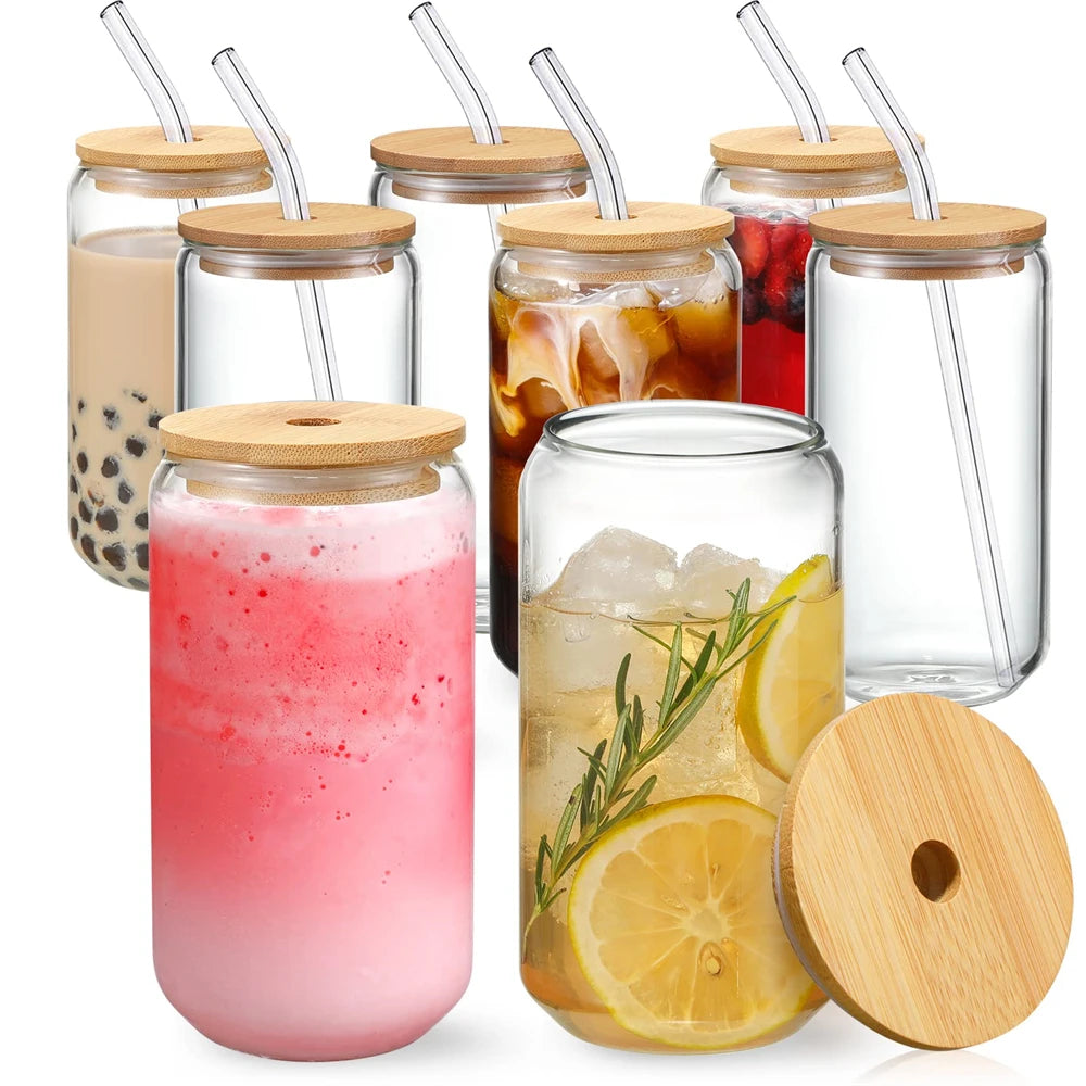 SculptForHer Glass Protein Tumbler | Bamboo Lid & Reusable Straw Coffee & Supplement Cup