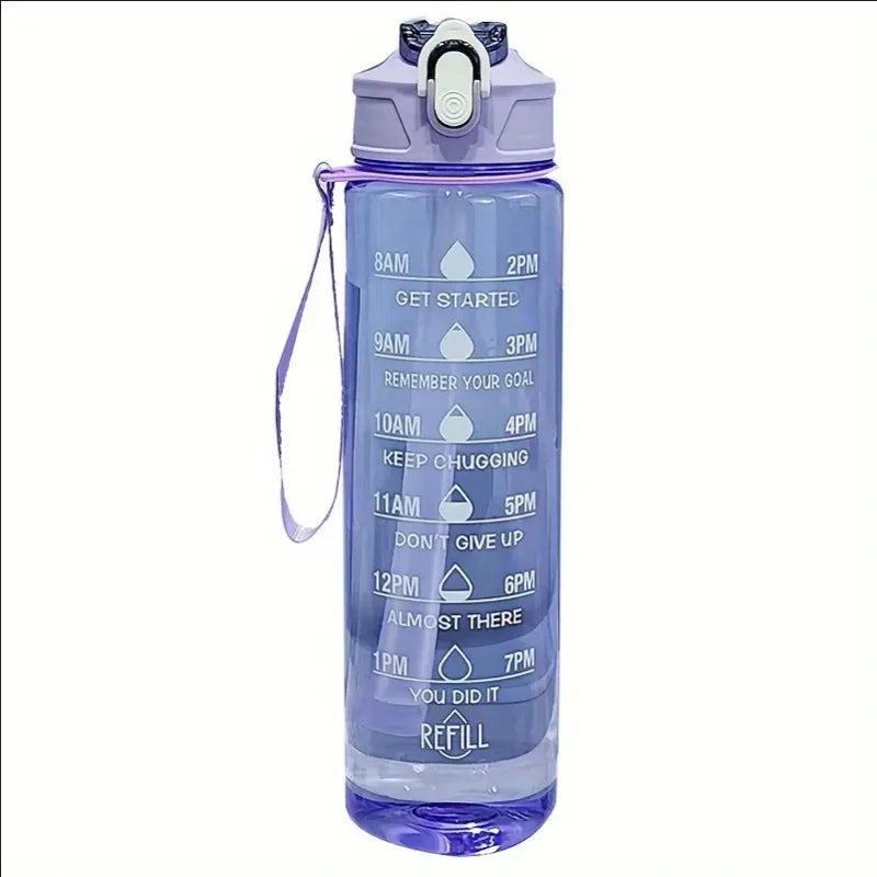 SculptForHer 800ml Sports Water Bottle | Leakproof Gym Bottle with Time Marker & Carry Strap