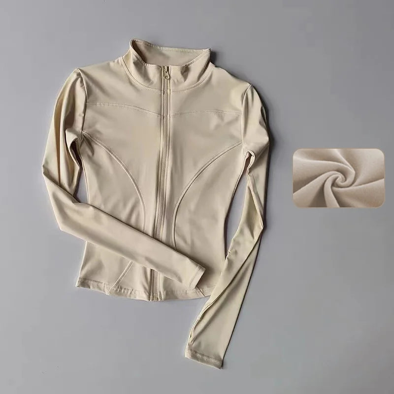 SculptForHer Performance Zip Jacket | Seamless Long Sleeve Gym Top