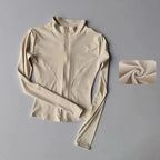 SculptForHer Performance Zip Jacket | Seamless Long Sleeve Gym Top