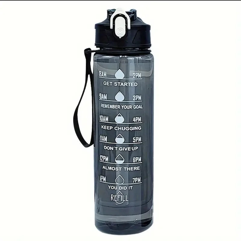 SculptForHer 800ml Sports Water Bottle | Leakproof Gym Bottle with Time Marker & Carry Strap