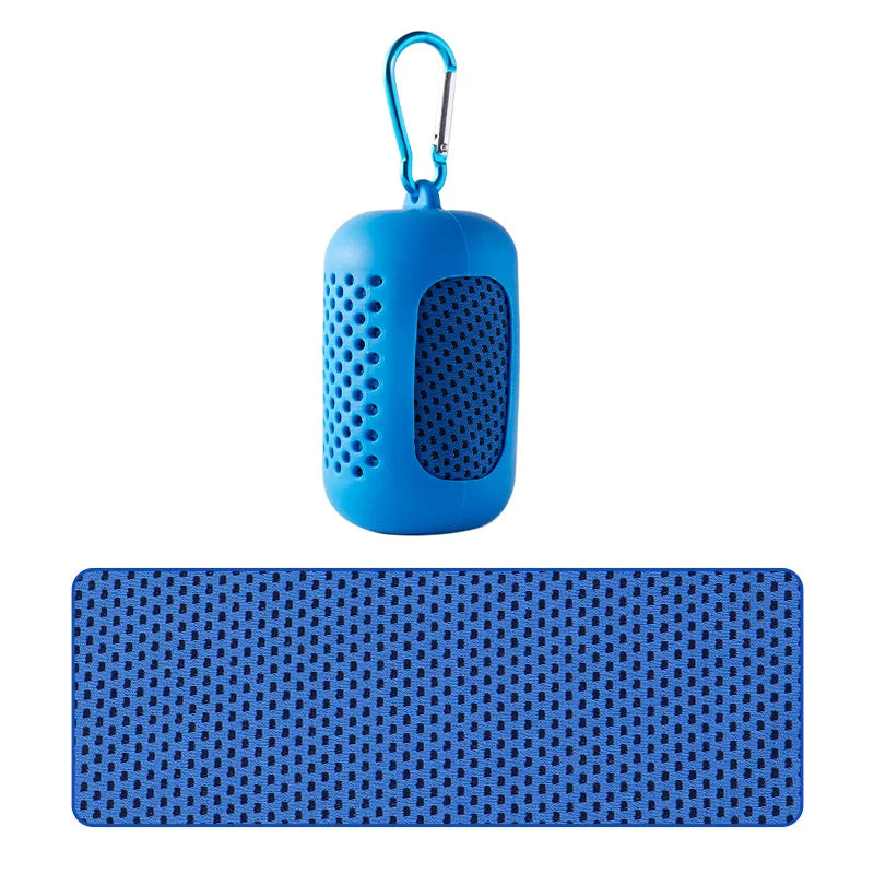 SculptForHer Cooling Gym Towel | Instant Cooling Microfibre Sports Towel with Silicone Carry Case | Quick Dry for Gym, Running, Fitness, Hiking & Travel