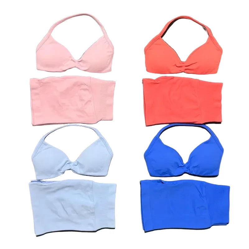 SculptForHer Women’s 2 Piece Scrunch Gym Set | High-Waisted Shorts & Strappy Sports Bra | Seamless Workout Outfit
