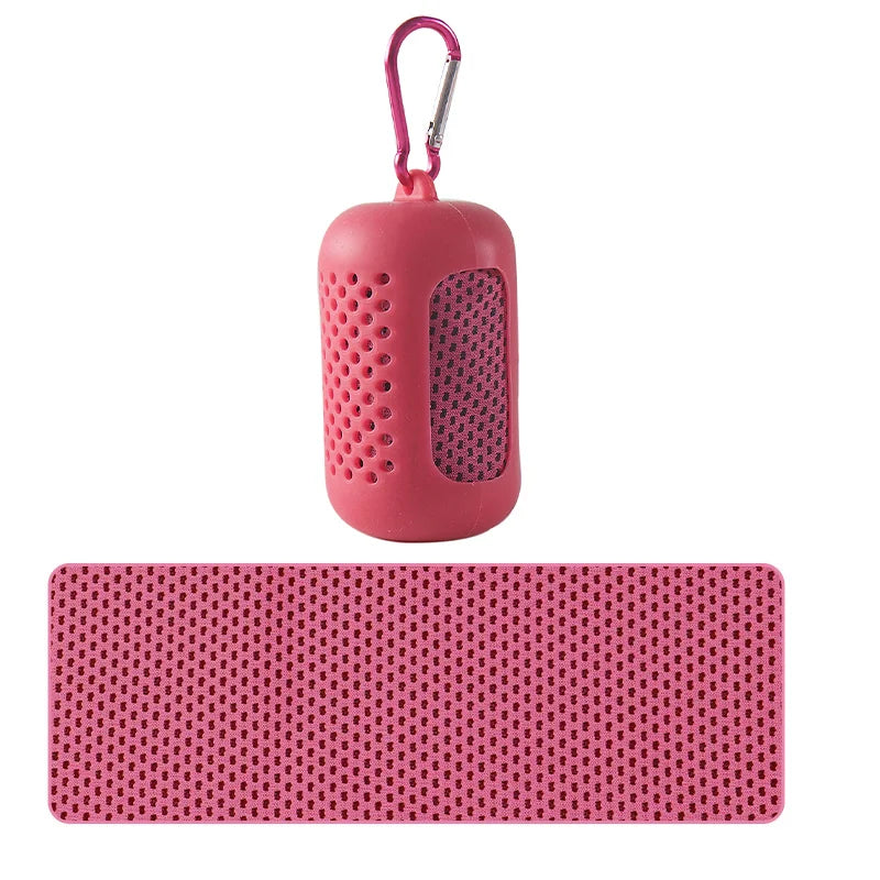 SculptForHer Cooling Gym Towel | Instant Cooling Microfibre Sports Towel with Silicone Carry Case | Quick Dry for Gym, Running, Fitness, Hiking & Travel