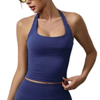 SculptForHer Halter Sports Bra | High Support Seamless Gym & Running Bra for Women