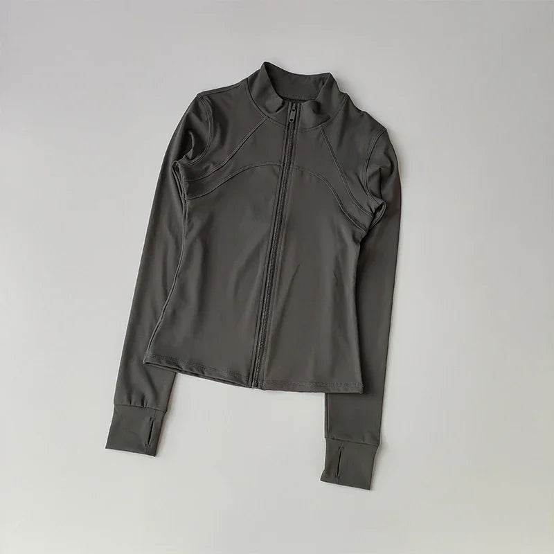 SculptForHer Performance Zip Jacket | Seamless Long Sleeve Gym Top