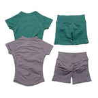 SculptForHer 2 Piece Seamless Gym Set | Women’s Short Sleeve Crop Top & High Waist Sports Shorts Activewear
