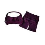 SculptForHer Halter Neck Sports Bra & High Waist Scrunch Shorts Gym Set | Seamless Yoga & Pilates Activewear for Women