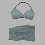 SculptForHer Women’s 2 Piece Scrunch Gym Set | High-Waisted Shorts & Strappy Sports Bra | Seamless Workout Outfit