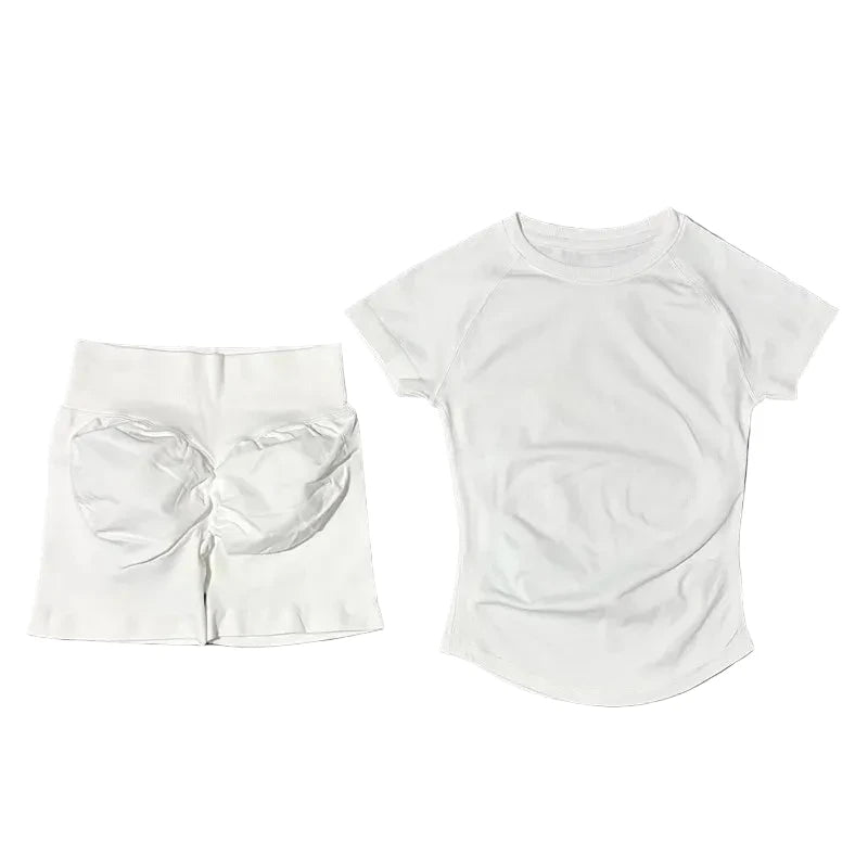 Sculpta™ Seamless Gym Set | Sculpt Performance T-Shirt & Scrunch Shorts for Women