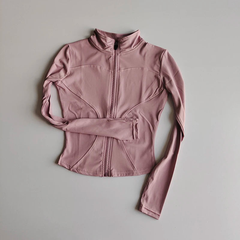 SculptForHer Performance Zip Jacket | Seamless Long Sleeve Gym Top