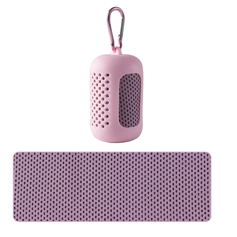 SculptForHer Cooling Gym Towel | Instant Cooling Microfibre Sports Towel with Silicone Carry Case | Quick Dry for Gym, Running, Fitness, Hiking & Travel