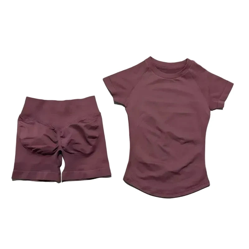 Sculpta™ Seamless Gym Set | Sculpt Performance T-Shirt & Scrunch Shorts for Women
