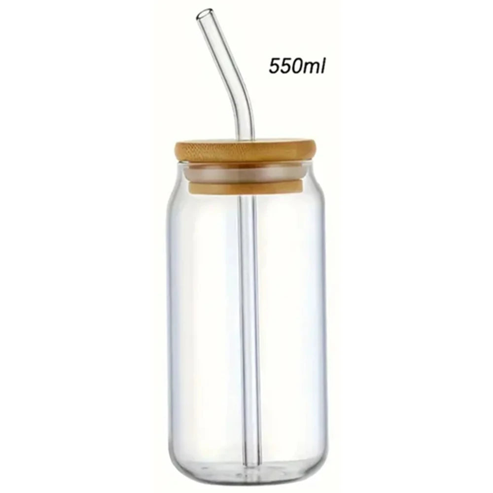 SculptForHer Glass Protein Tumbler | Bamboo Lid & Reusable Straw Coffee & Supplement Cup