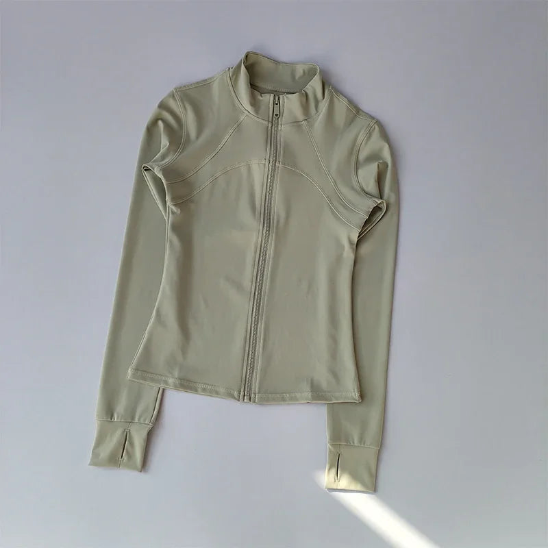 SculptForHer Performance Zip Jacket | Seamless Long Sleeve Gym Top